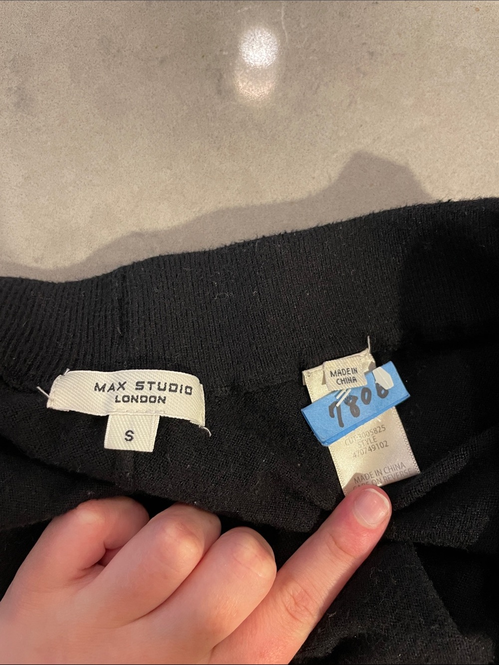 Max Studio Black Wide-Leg Knit Pants with Drawstring - Picture 3 of 3